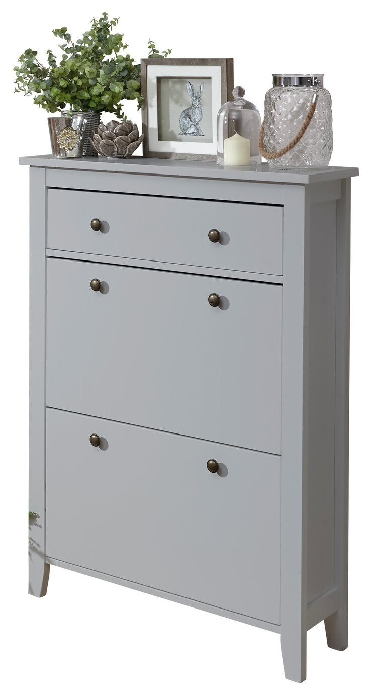 Deluxe Two Tier Shoe Cabinet - Grey