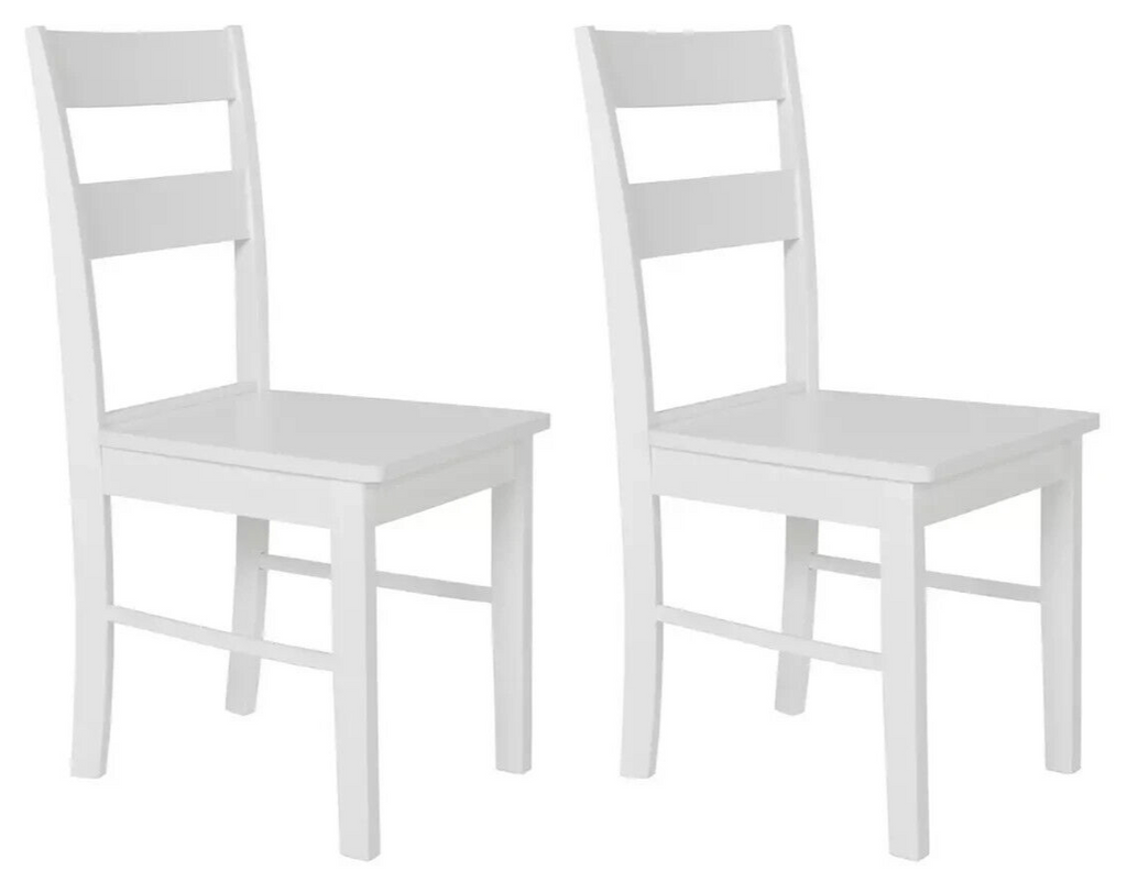 Home Chicago Pair of Solid Wood Dining Chairs White | Modern Kitchen Furniture