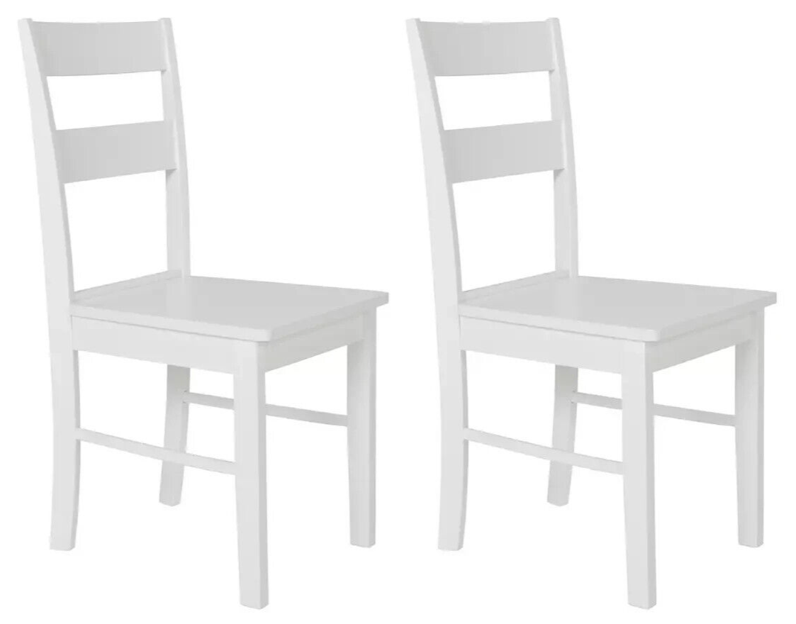 Home Chicago Pair of Solid Wood Dining Chairs White | Modern Kitchen Furniture