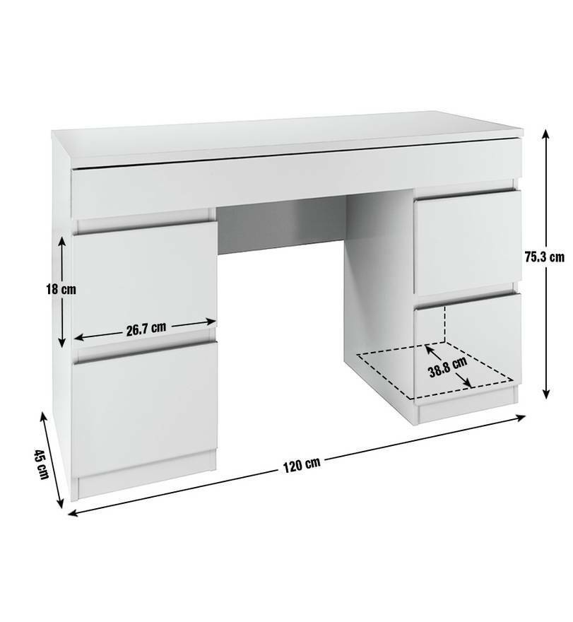 Habitat Jenson 6 Drawer Dressing Table Desk - Grey Gloss | Bedroom Makeup Desk