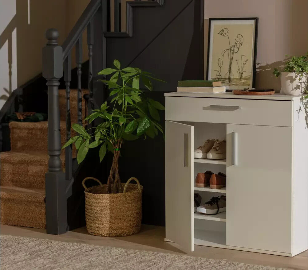Home Venetia Shoe Storage Cabinet White | Organizer Cupboard for Entryway Shoes