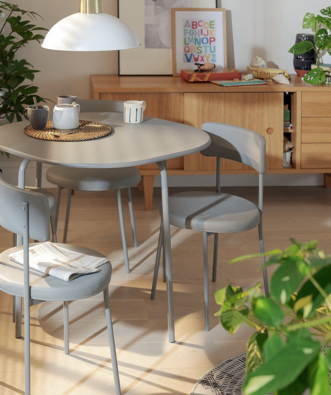 Habitat Jayla Metal Dining Table & 4 Grey Chairs
