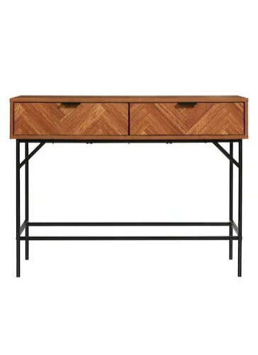 Lloyd Pascal Dark Chevron 2 Drawer Console Table - Brown