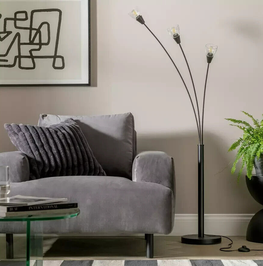 Curico 3 Light Floor Lamp - Matt Black