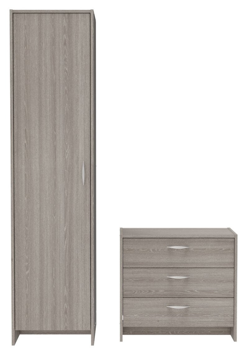 Seville 2 Piece 1 Door Wardrobe Set - Grey & Oak ( B Grade )