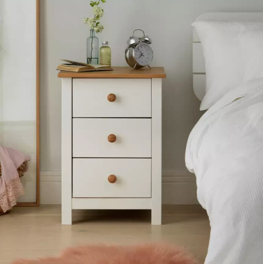Scandinavia 3 Drawer Bedside Table - Two Tone