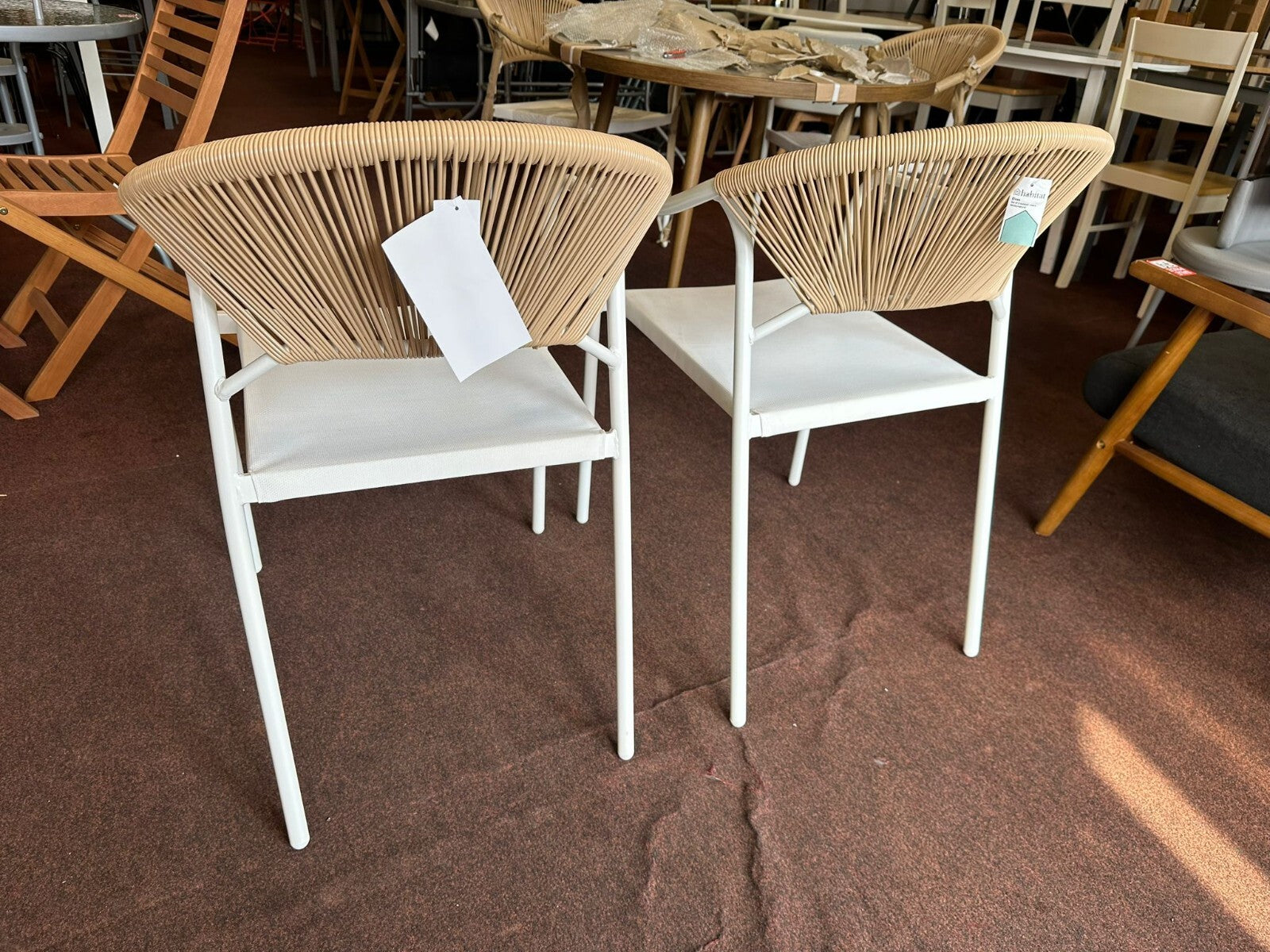 Habitat Elvas Set of 2 Rattan Effect Garden Chair - Natural | Outdoor Durable