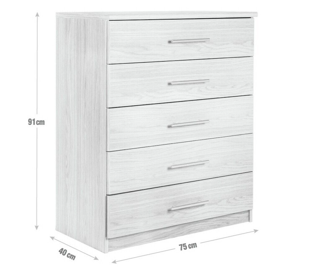 Normandy 5 Drawer Chest - Grey