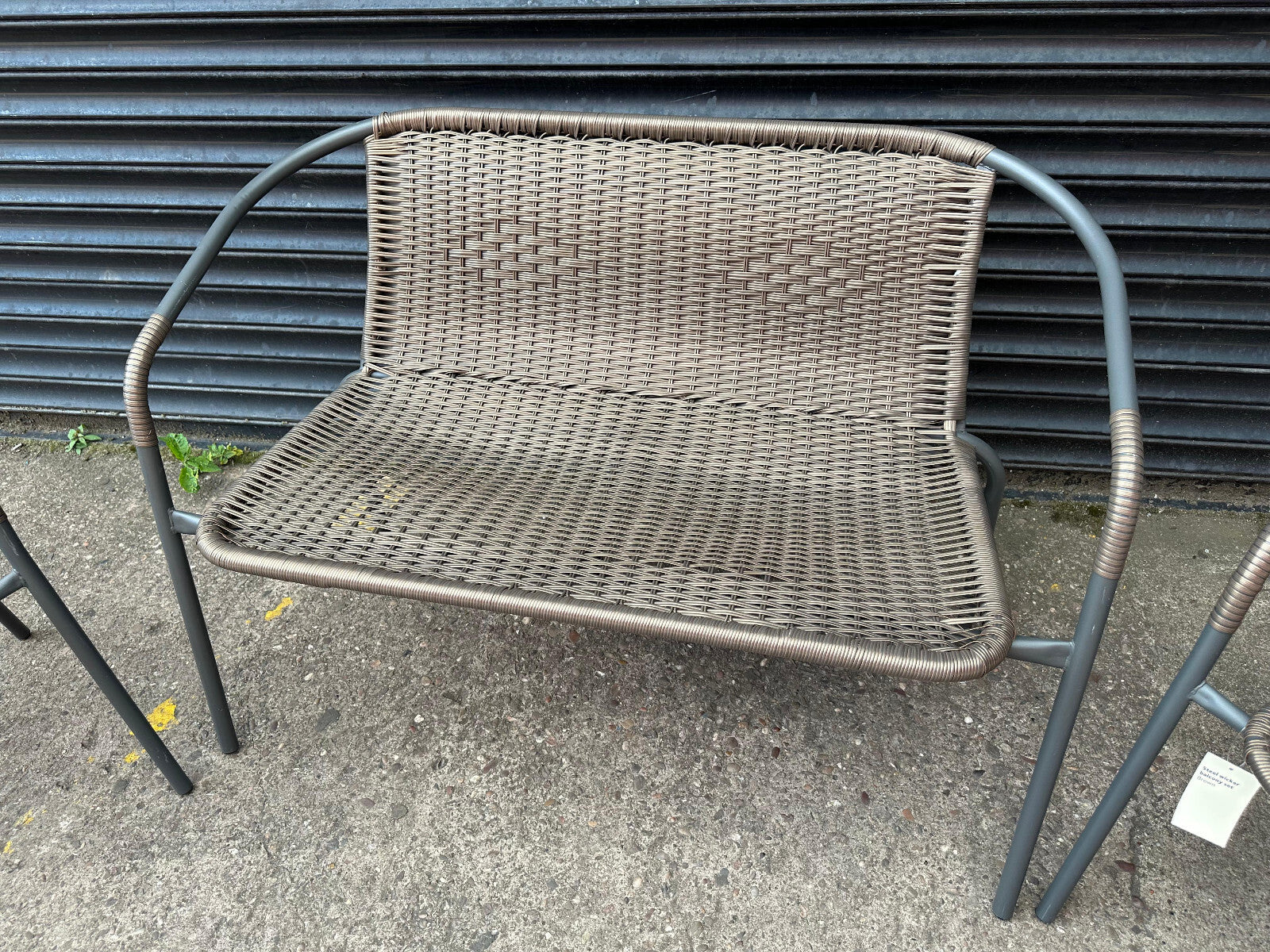 Wicker Garden Set - Bench and 2 Chairs - Brown