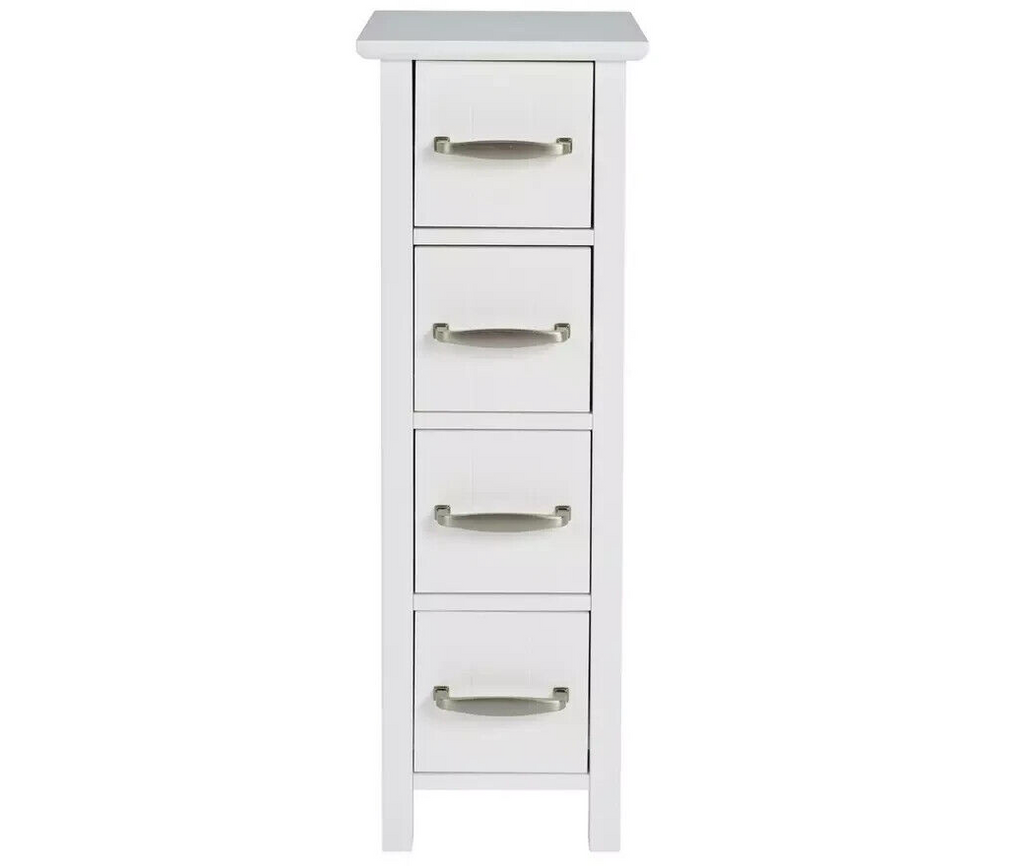 Tongue & Groove 4 Drawer Slimline Unit - White