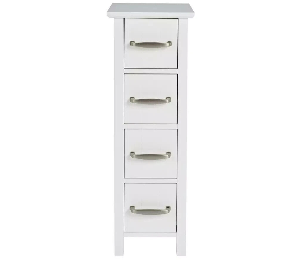 Tongue & Groove 4 Drawer Slimline Unit - White