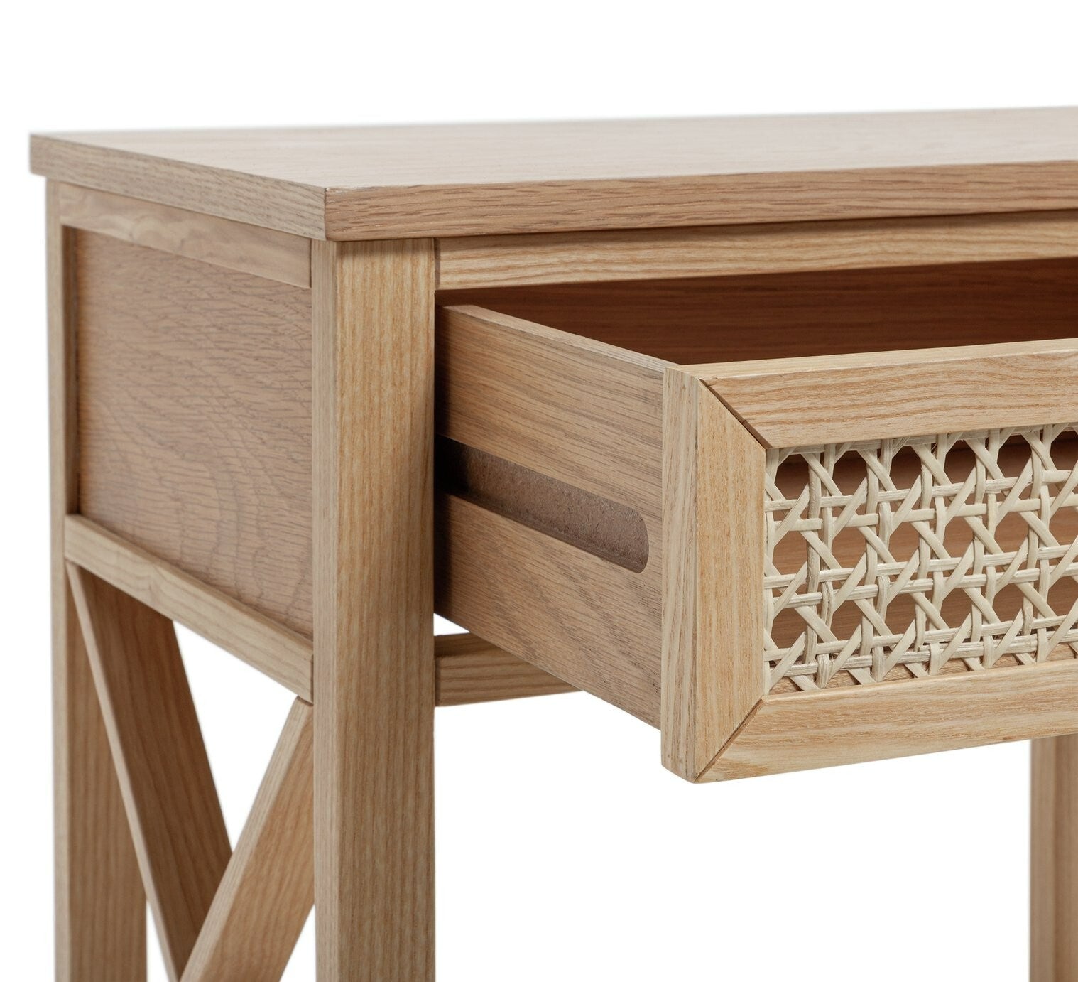Mornington Rattan 1 Drawer Bedside Table - Oak