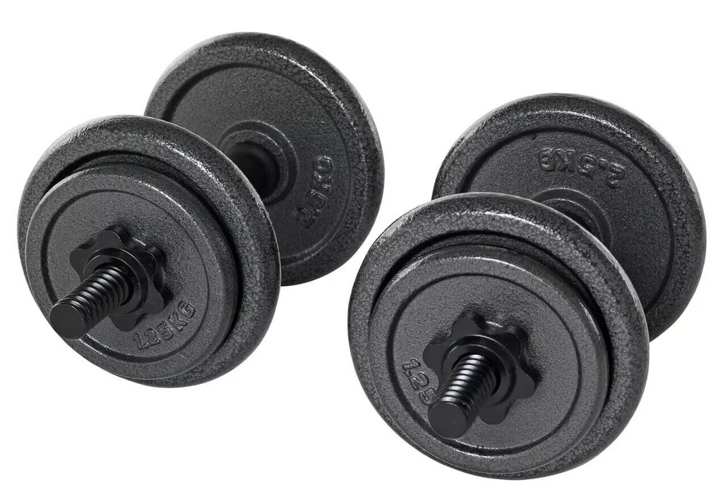 Opti 50KG Cast Iron Barbell Dumbbell Set | Dumbbells and Bar Set Weights Workout