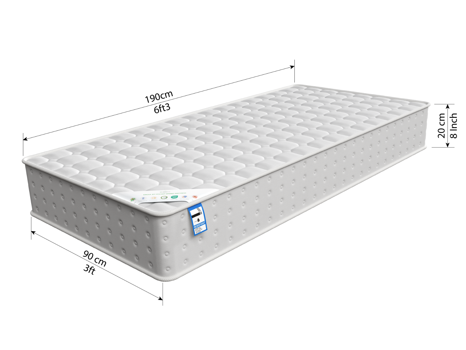 JD Orthopaedic Mattress Single | Sprung 8 Inch Kids Adults Bed