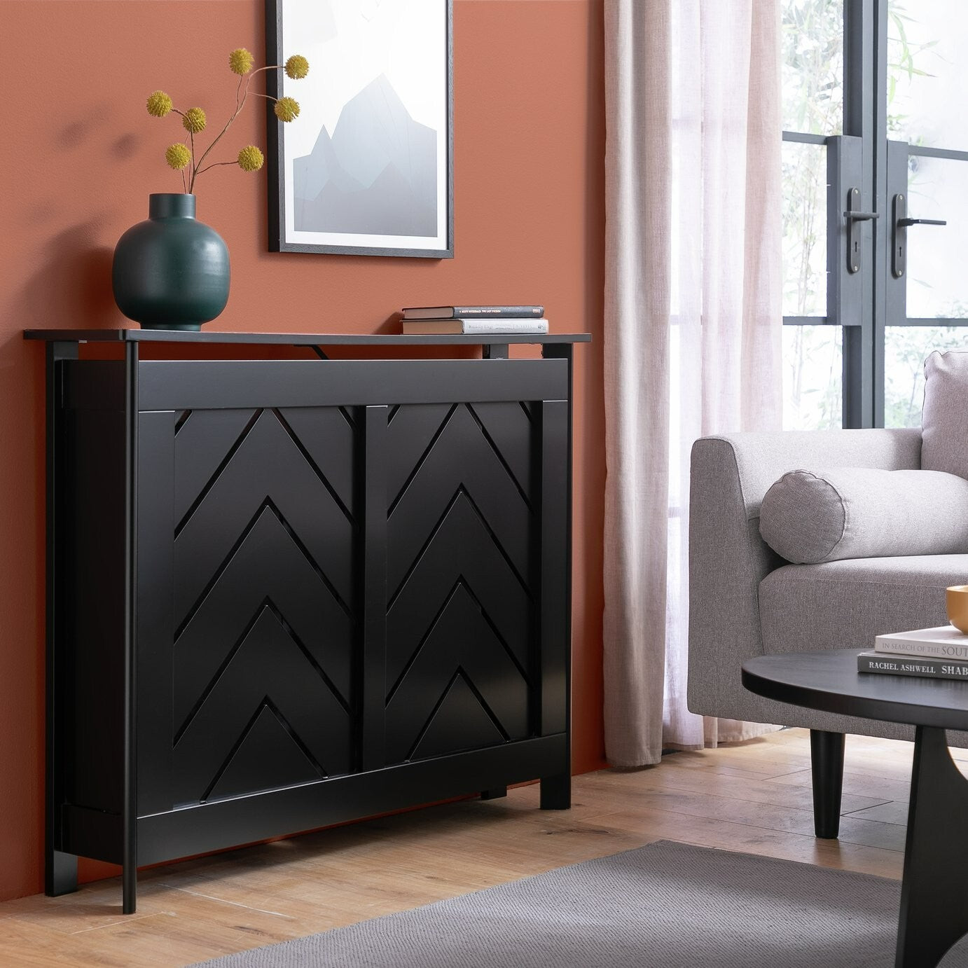 Habitat Chevron Small Radiator Cover - Black