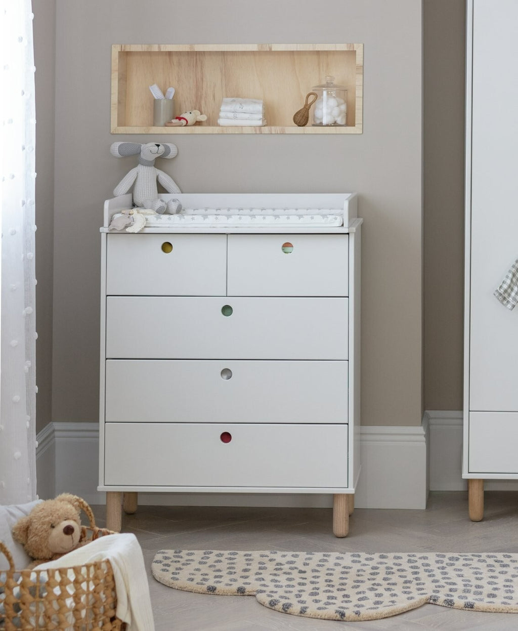 Eden 5 Drawer Chest & Changer Top -White