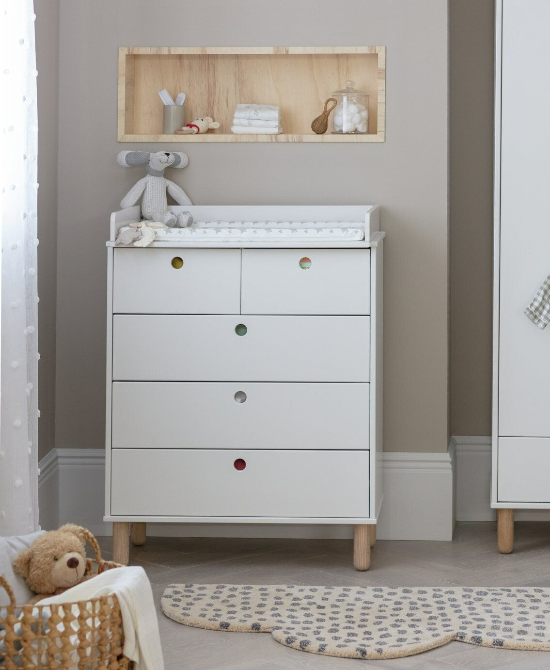Eden 5 Drawer Chest & Changer Top -White