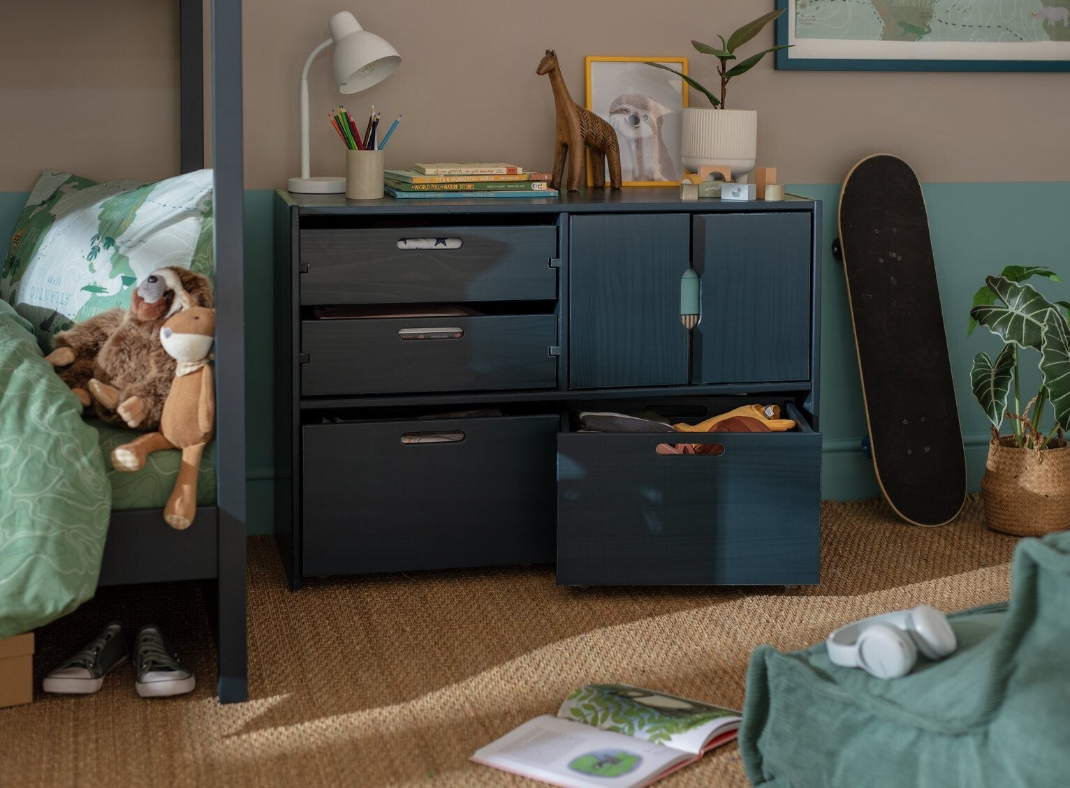 Habitat Kids Rico Double Storage Unit - Blue | Children's Bedroom Storage