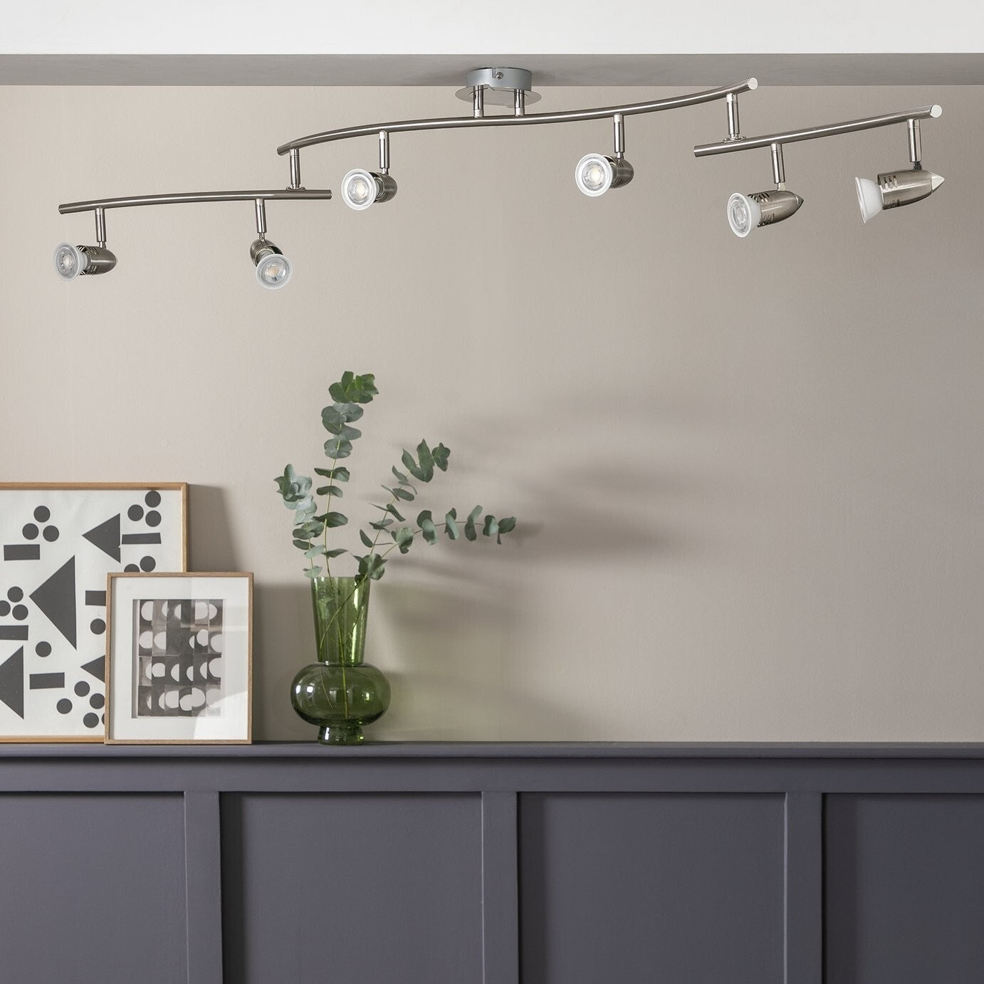 Norton 6 Light Folding Ceiling Bar Chrome | Adjustable Spotlight Bar Modern