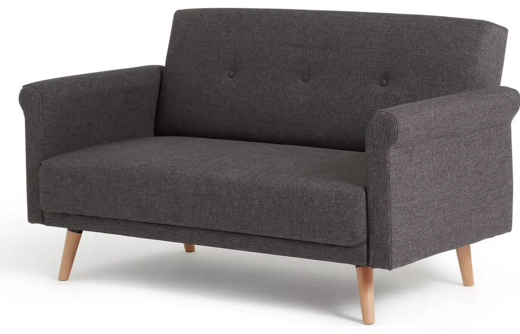 Habitat Evie 2 Seater Fabric Sofa in a Box - Charcoal| Compact Living Room Couch