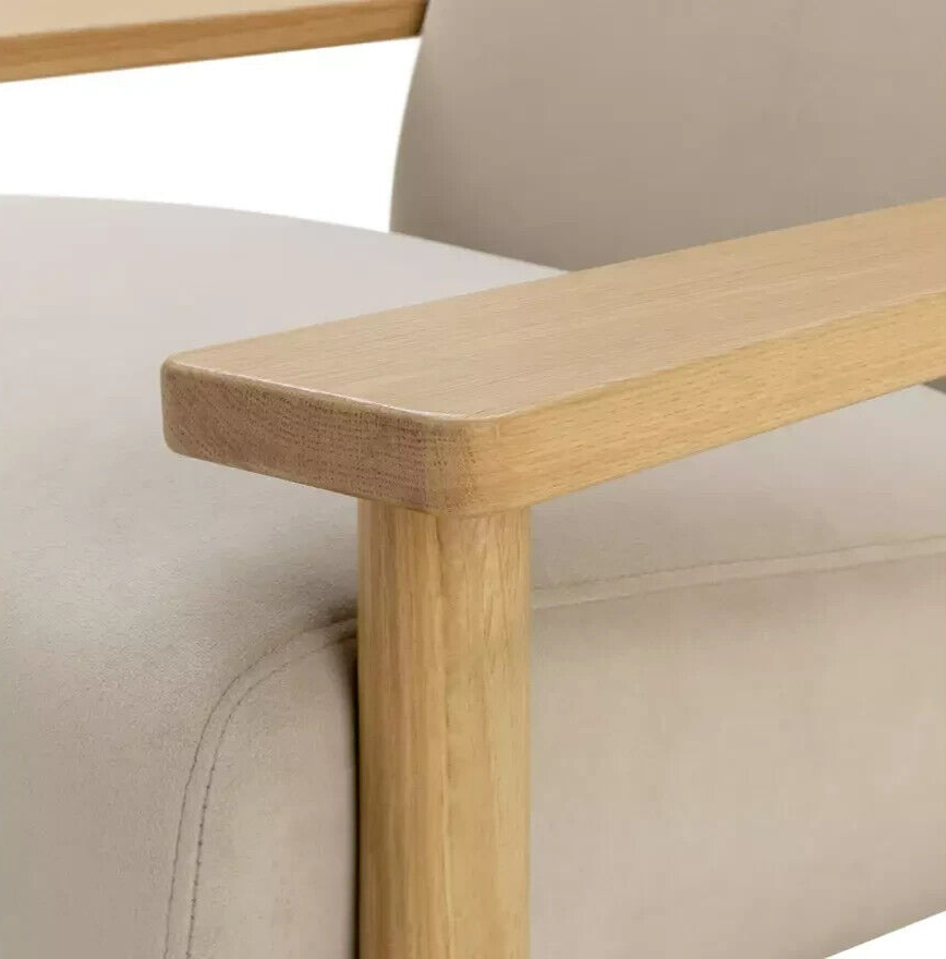 Habitat Dore Velvet Accent Chair Oak | Mid Century Lounge Chair Upholstered