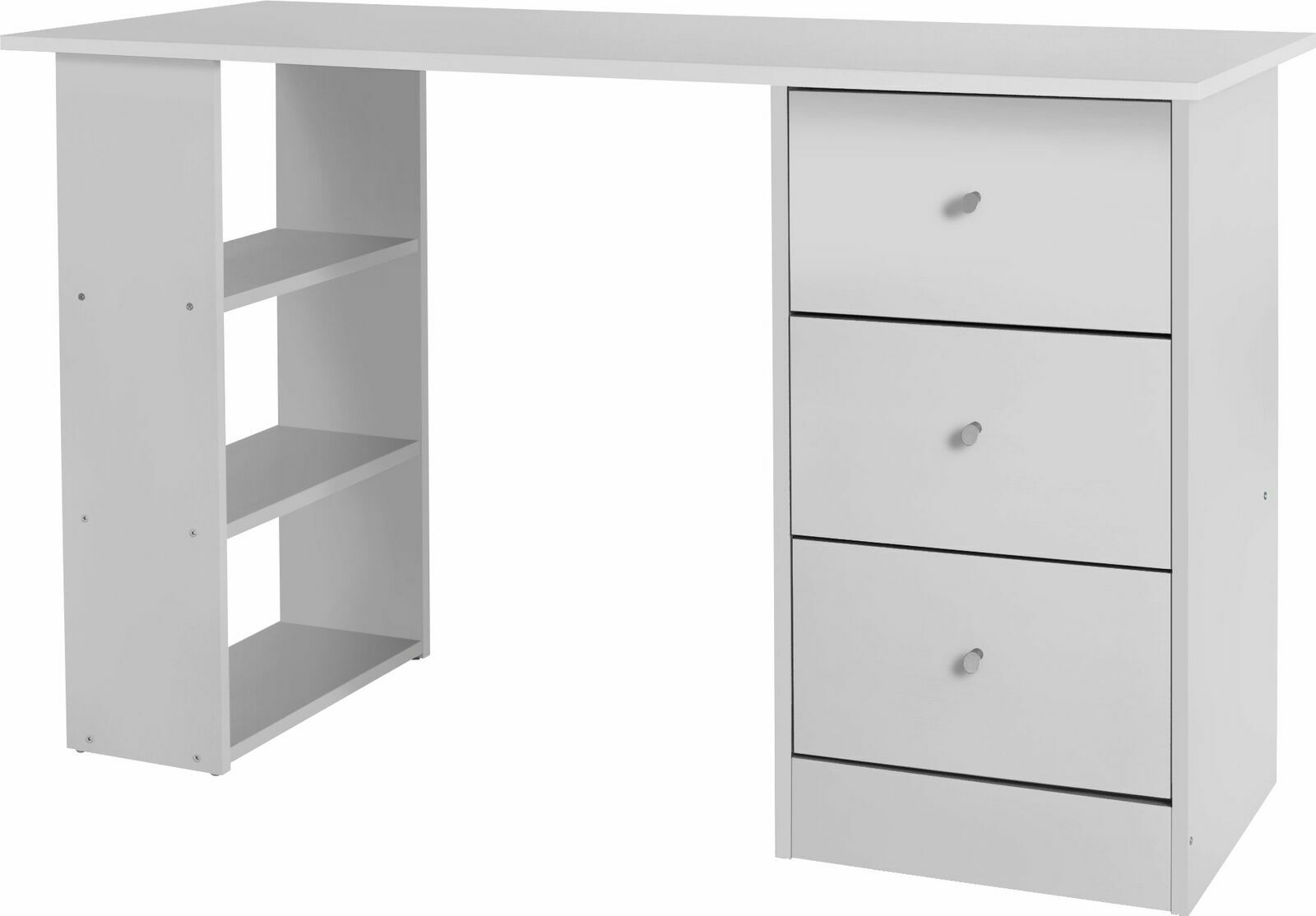 Home Malibu 3 Drawer Office Desk - White | Storage Desk for Home Office or Study