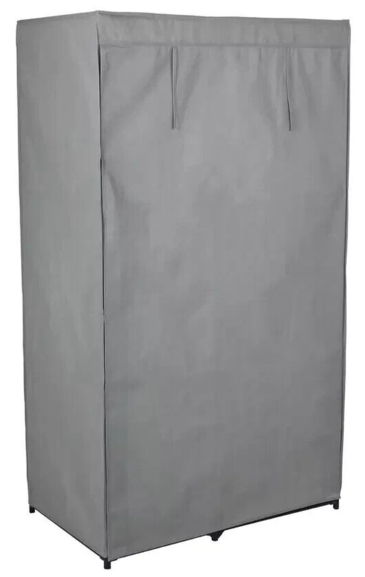 Home Covered Single Wardrobe with Storage Grey | Compact Closet Bedroom Hallway