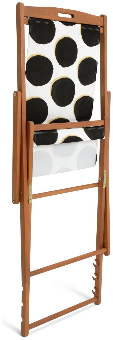 Habitat Folding Wooden Garden Deck Chair - Black & White | Outdoor Patio Lounger