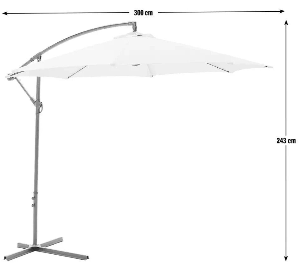 Home 3m Overhanging Garden Parasol - Cream | Outdoor Patio Sun Shade Parasol