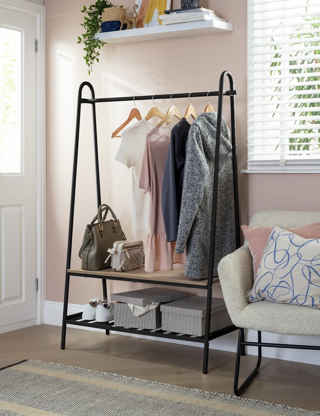 Habitat Turner Clothes Rail with Shoe Rack - Black