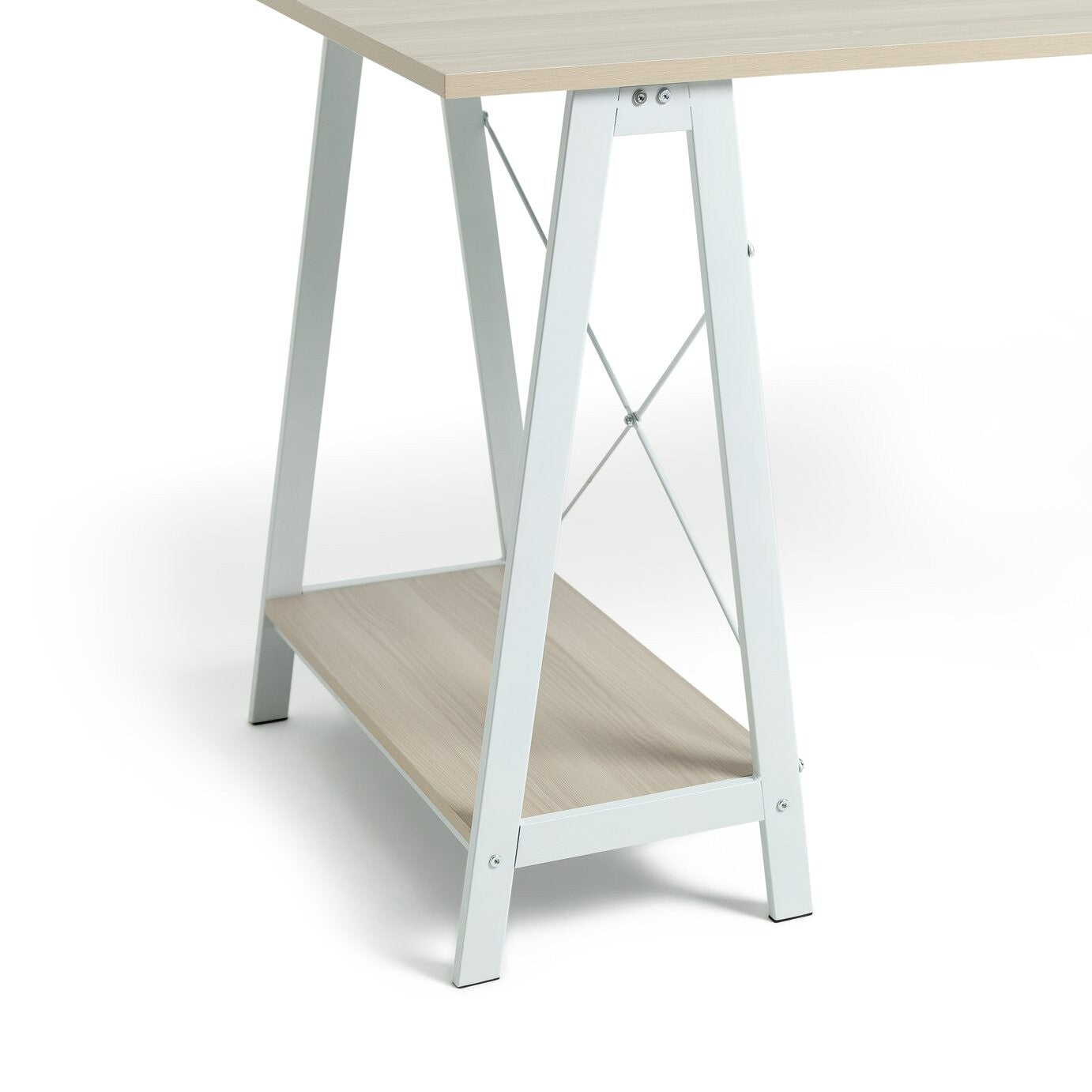 Habitat Trestle Table Office Desk White | Modern Home Office Desk with Storage