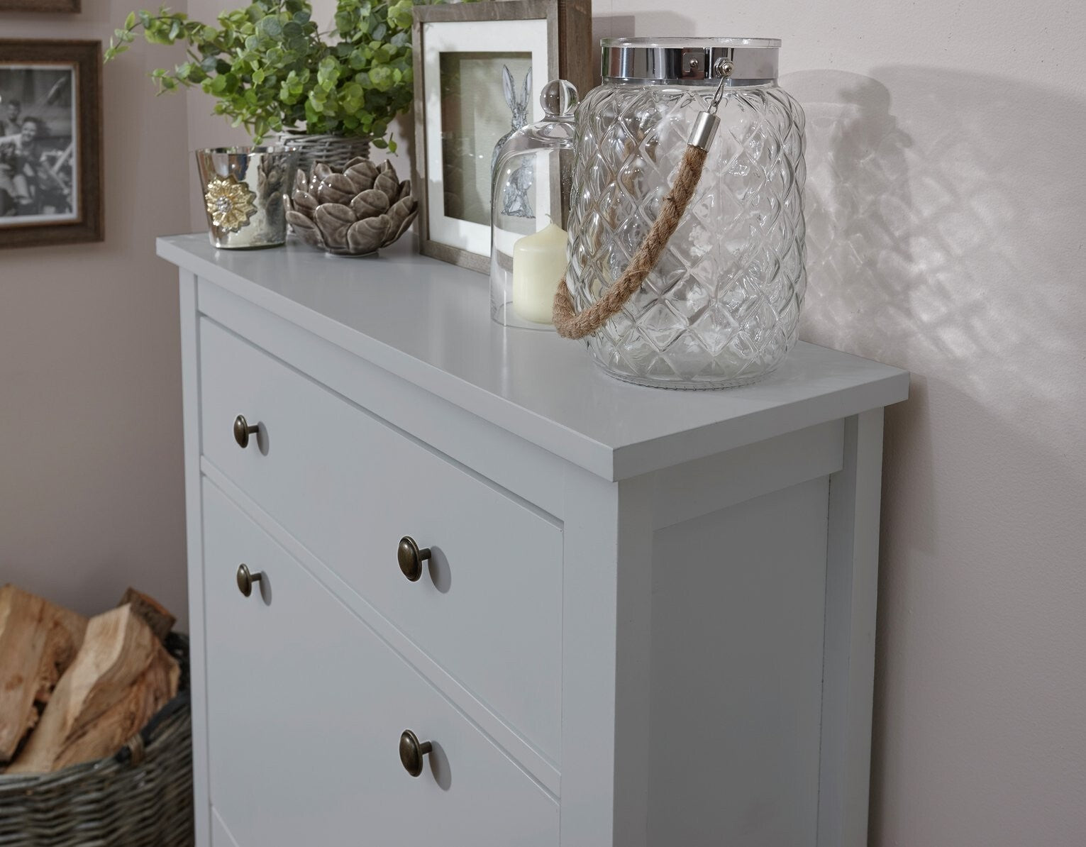 Deluxe Two Tier Shoe Cabinet - Grey