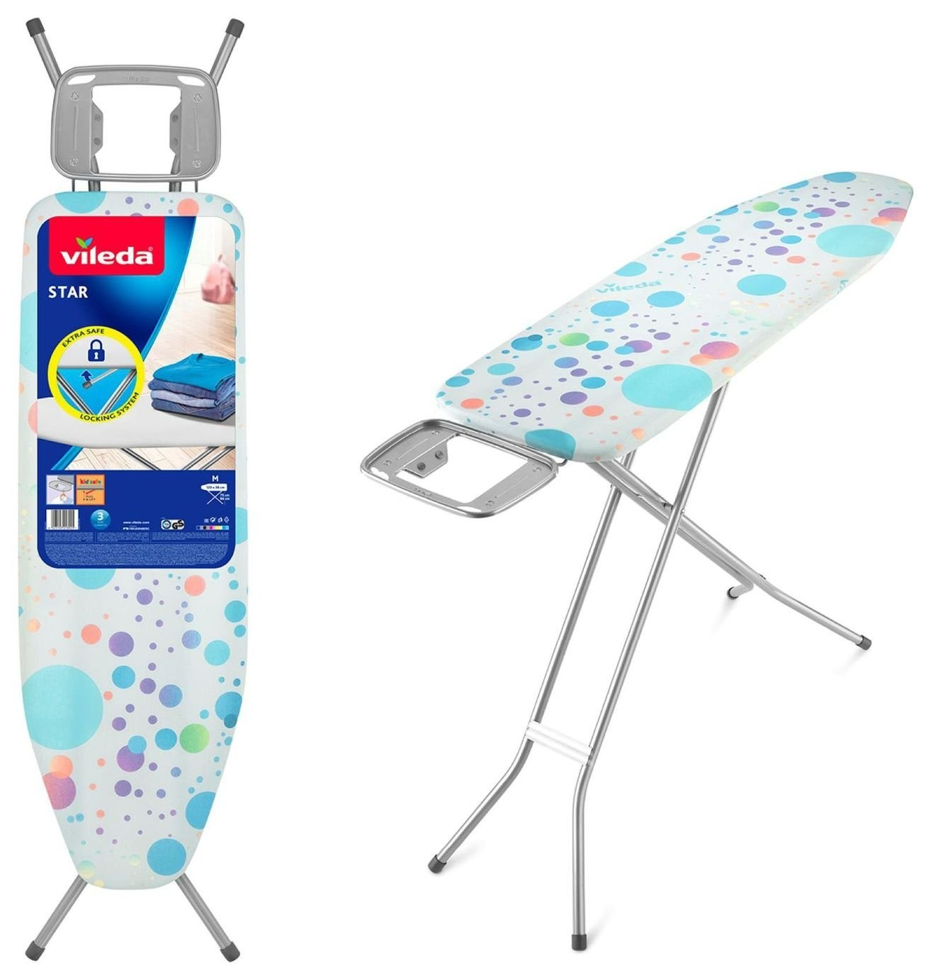 Vileda Star 120 x 38cm Child Safe Ironing Board - Blue | Ironing Table