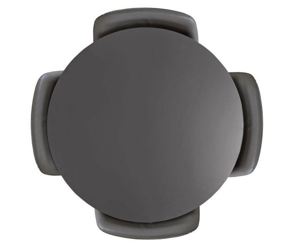 Habitat Quattro Modern Round Dining Table and 4 Chairs Grey Faux Leather Kitchen