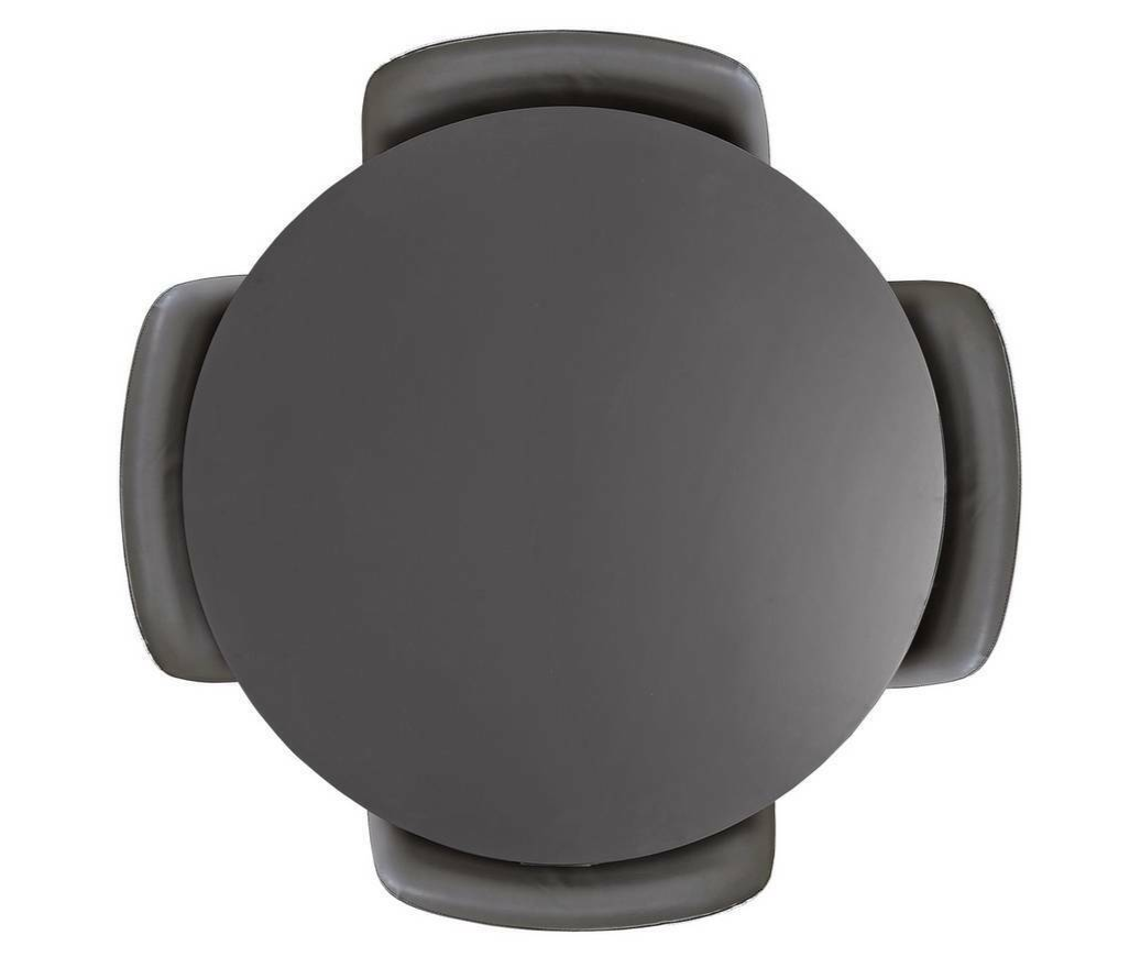 Habitat Quattro Modern Round Dining Table and 4 Chairs Grey Faux Leather Kitchen