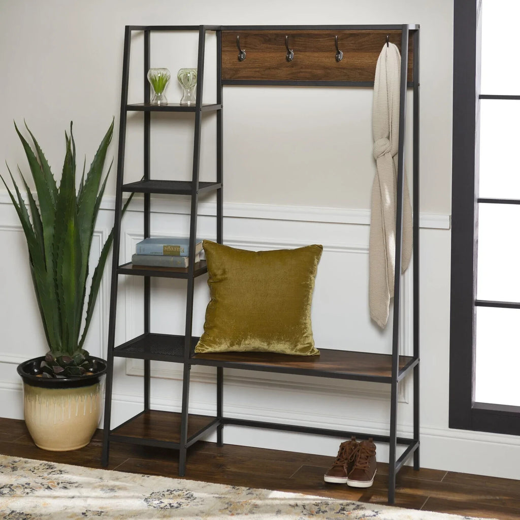 Walker Edison Peyton Hall Tree with Storage - Walnut