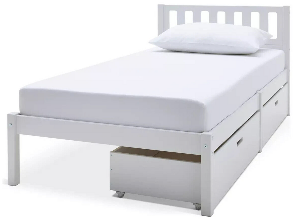 Habitat Ronnie Single Bed Frame and Drawer - White | Sturdy Bed for Kids Adults