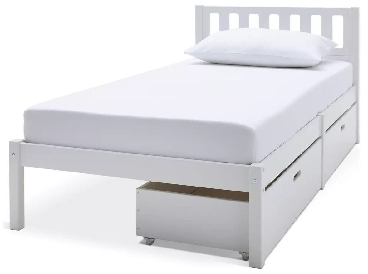 Habitat Ronnie Single Bed Frame and Drawer - White | Sturdy Bed for Kids Adults