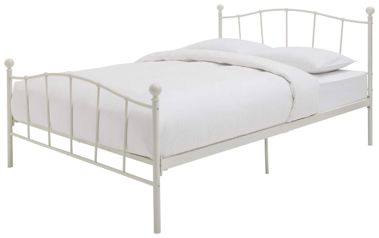 Fleur Small Double Metal Bed Frame - White | Bedroom Furniture for Teen or Guest