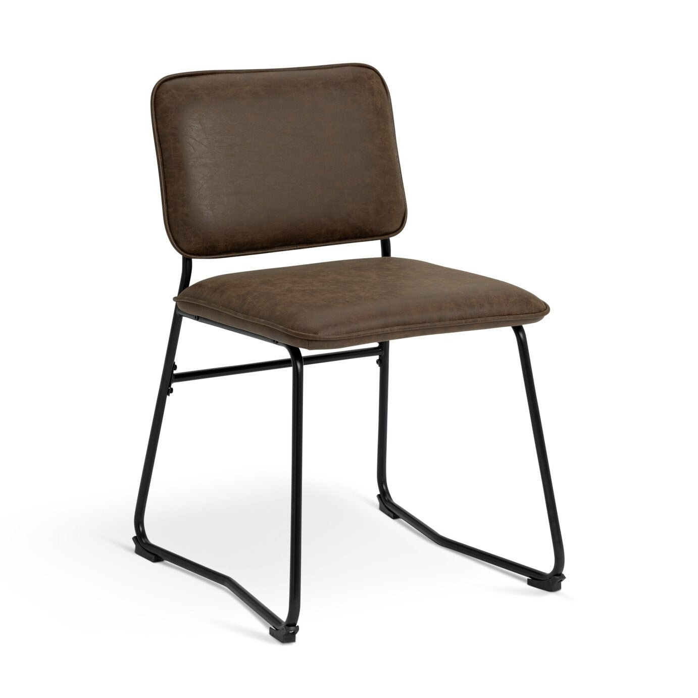 Habitat Loft Living Pair of Faux Leather Dining Chairs-Brown