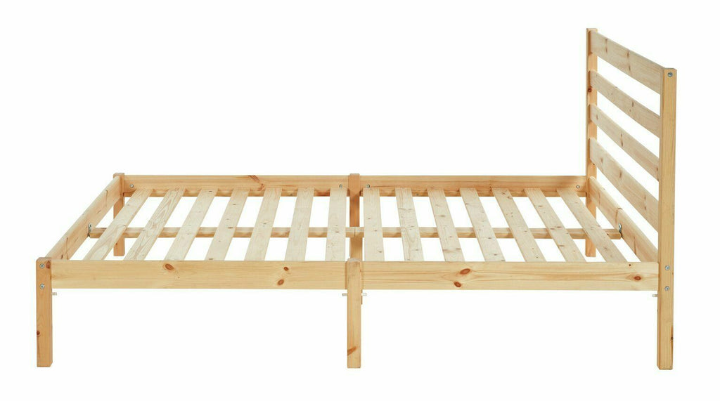Home Kaycie Double Wooden Bed Frame - Pine | Sturdy Solid Wood Bed for Bedroom