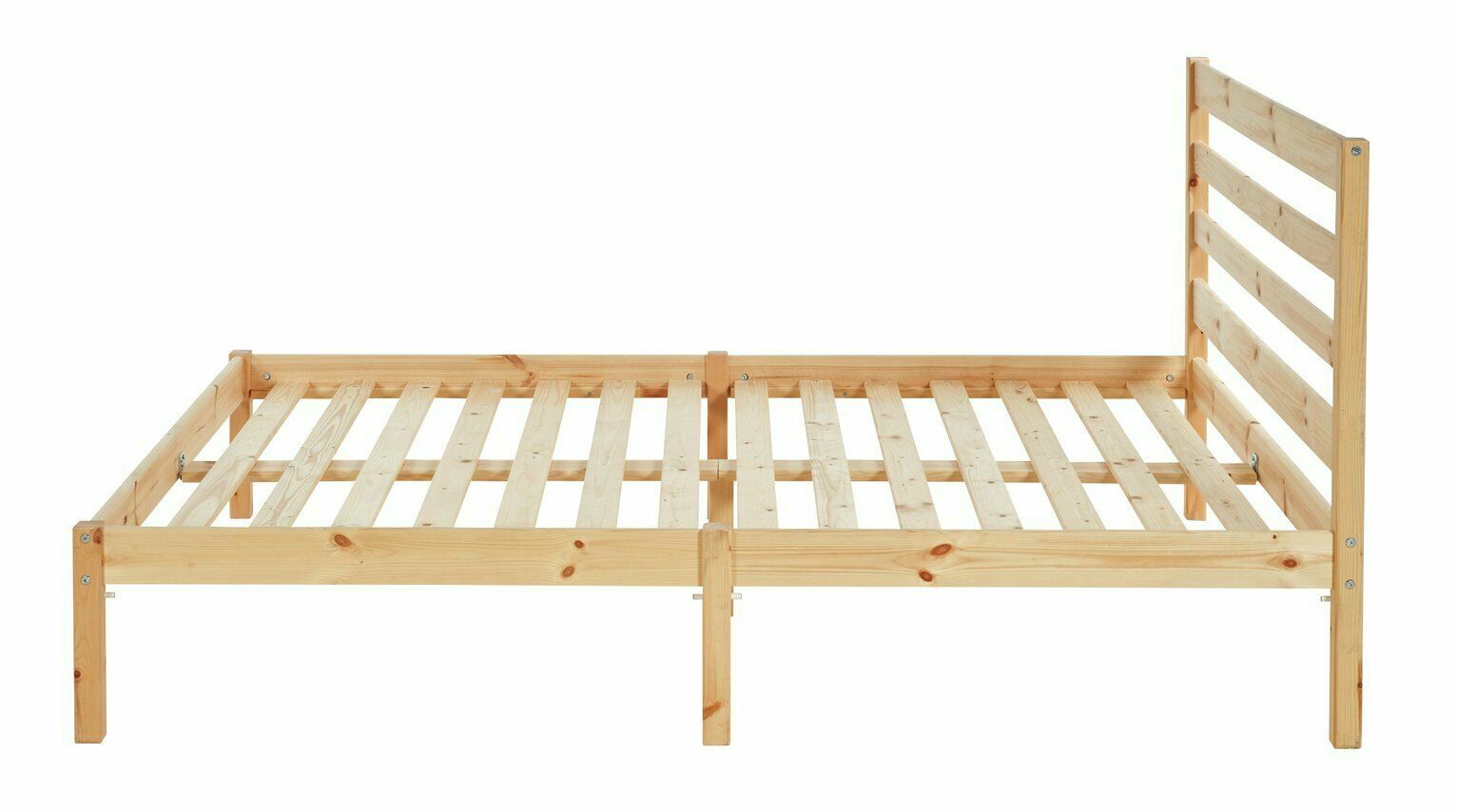 Home Kaycie Double Wooden Bed Frame - Pine | Sturdy Solid Wood Bed for Bedroom
