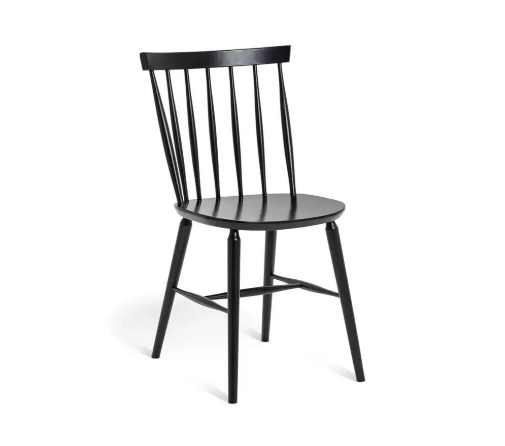 Habitat Talia Pair of Solid Wood Dining Chairs - Black