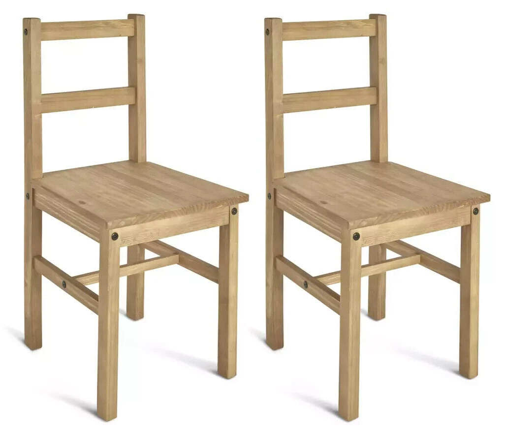 Raye Pair of Solid Wood Dining Chairs - Pine