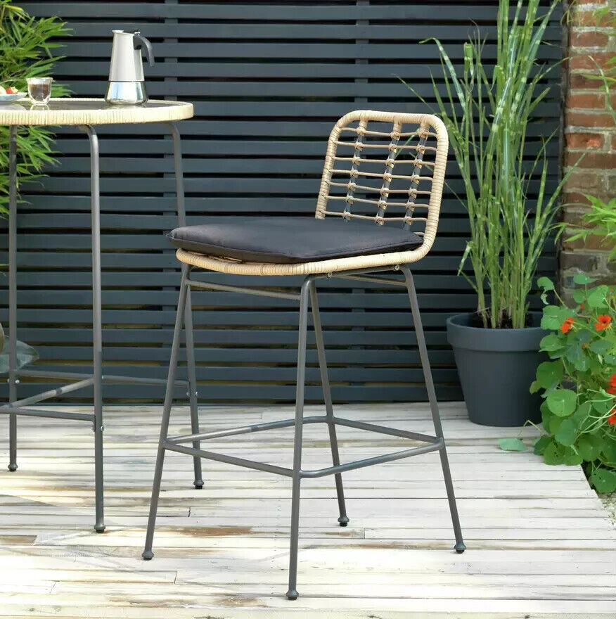 Habitat 2 Seater Bamboo Garden Bar Bistro Set | Outdoor Patio Table Chairs