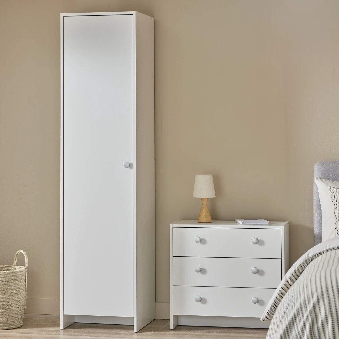 Seville 2 Piece 1 Door Wardrobe Set - White ( B Grade 51891- 51884 )