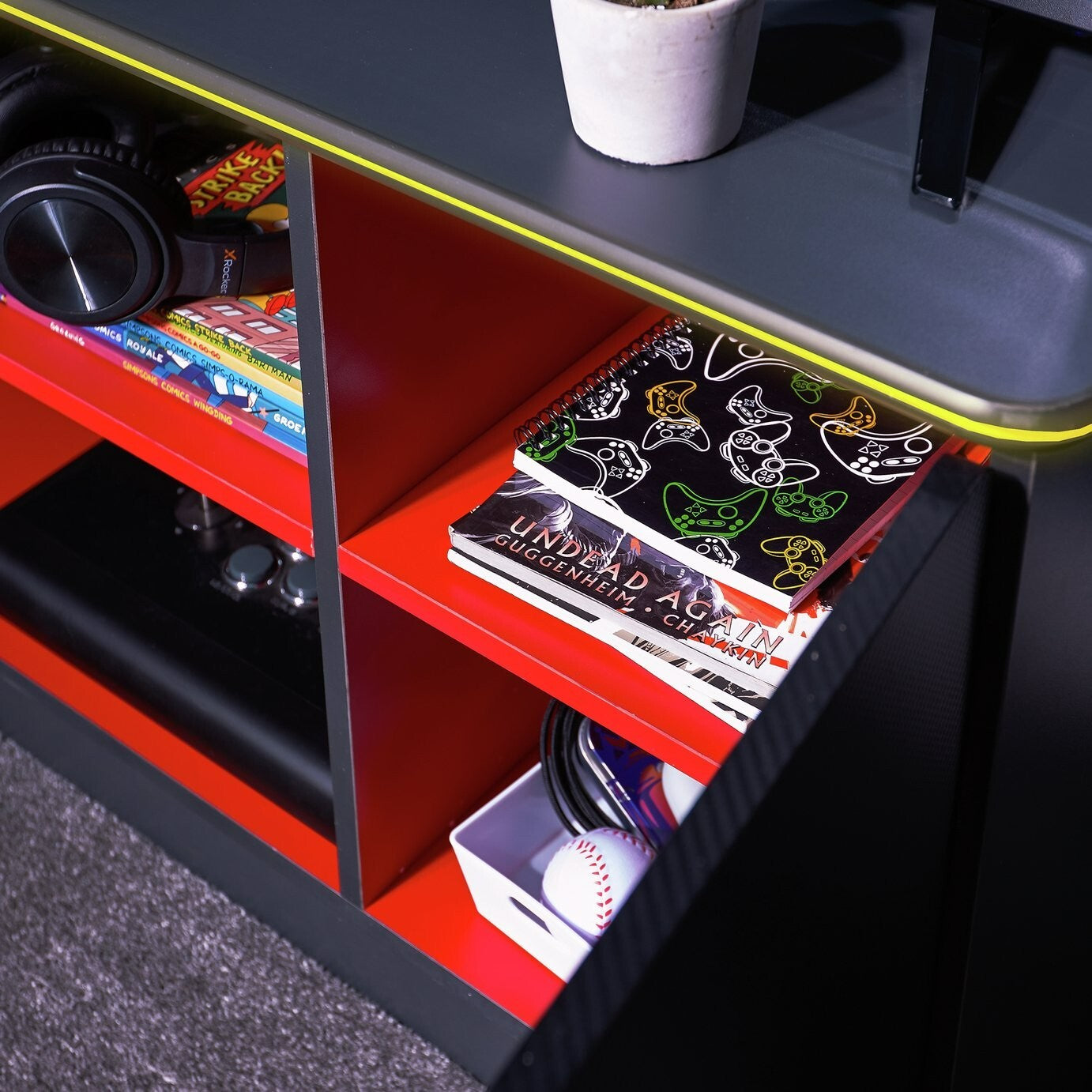 X Rocker Carbon Tek Media Unit - Grey And Red