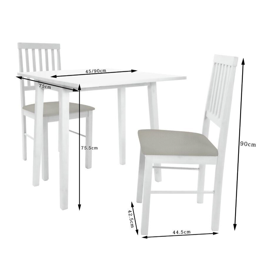 Kendal Solid Wood Extending Table & 2 White Chair ( B Grade 40059 - 40063 )
