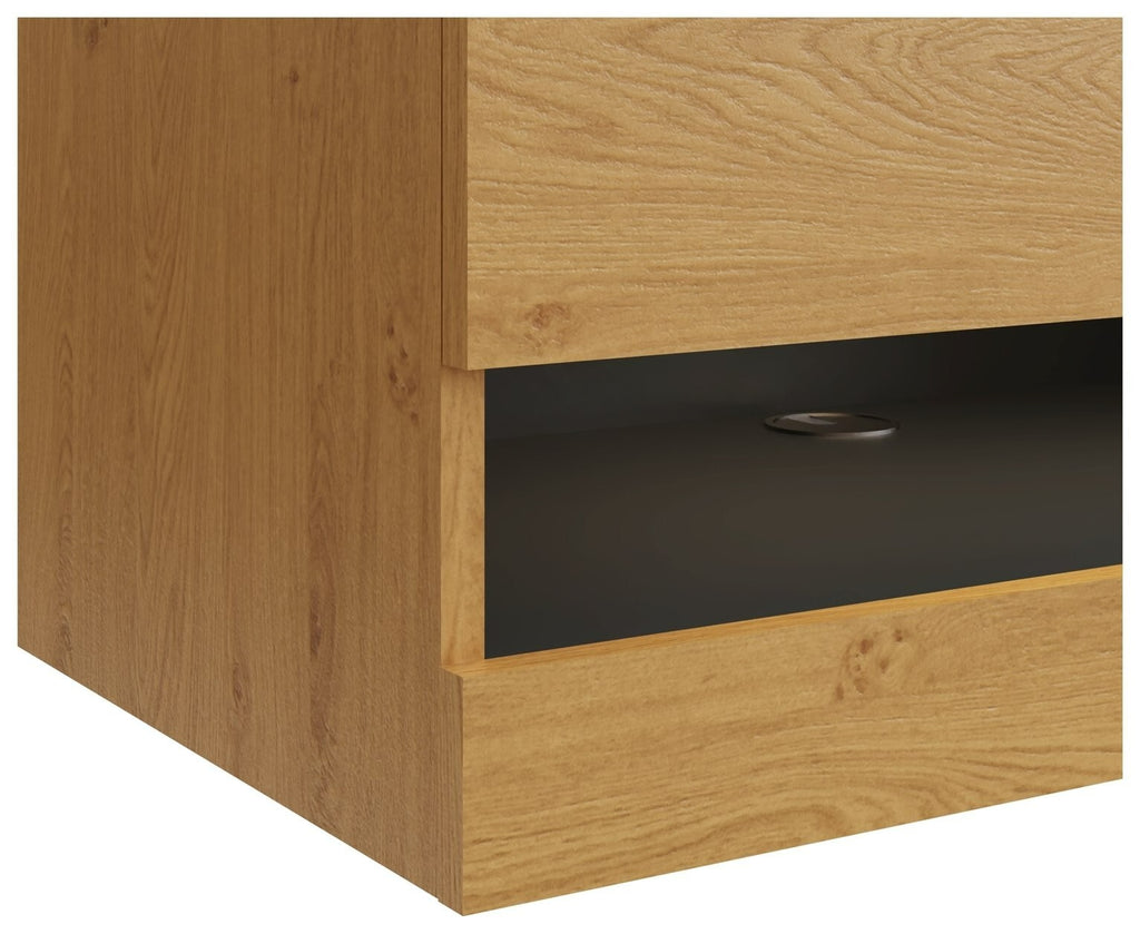 GFW Leon 120cm LED Wall TV Unit - Oak Effect