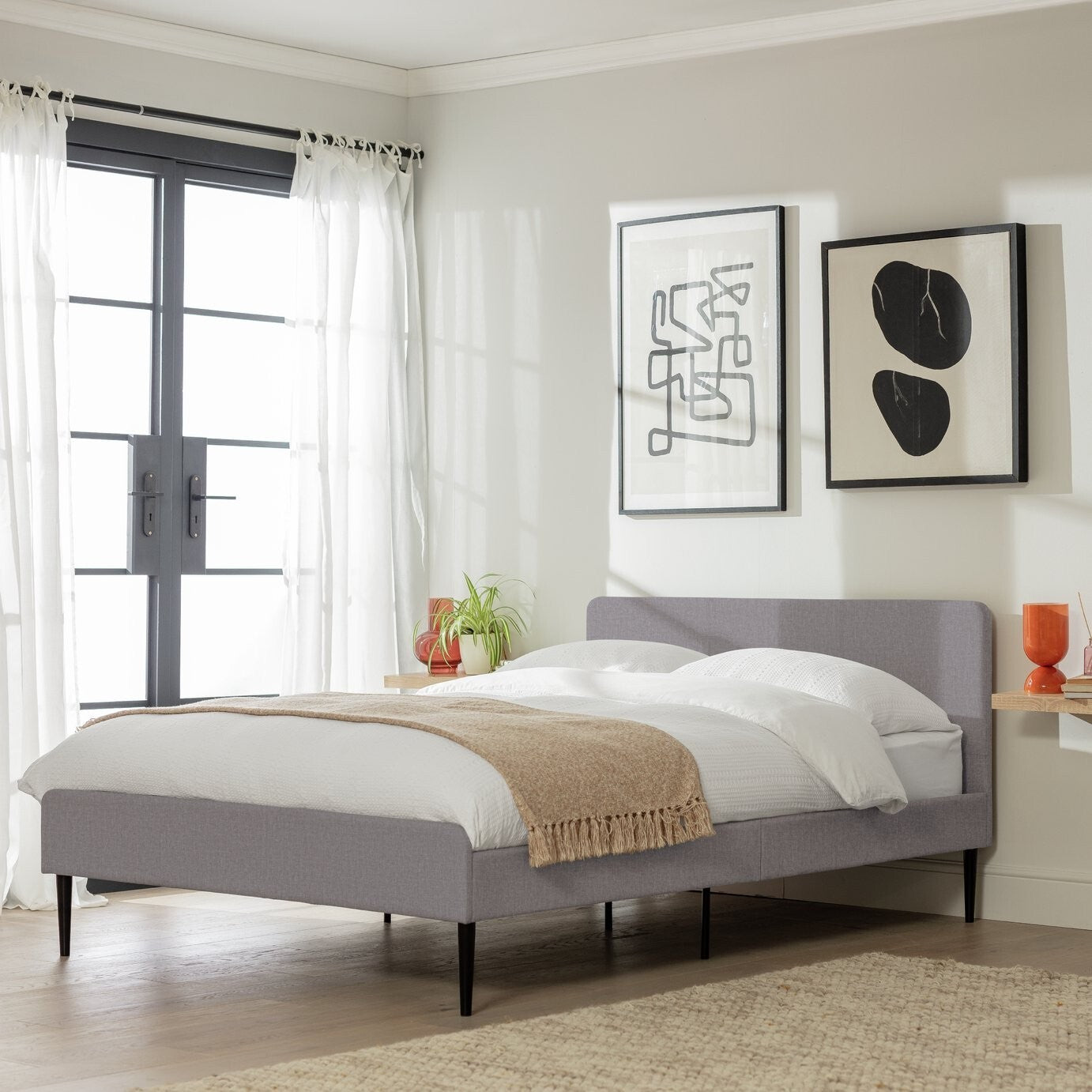 Kristopher Small Double Fabric Bed Frame - Grey